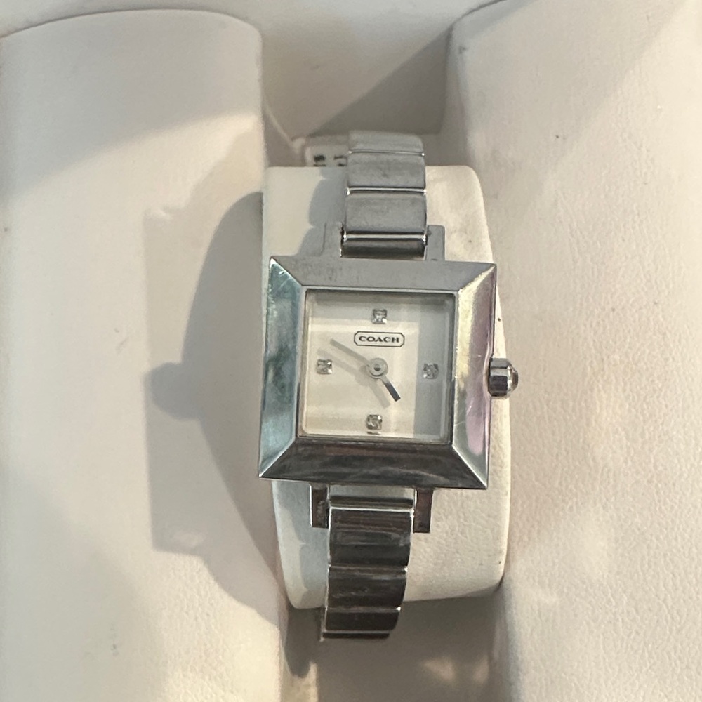 Coach Metallic Silver Square Watch